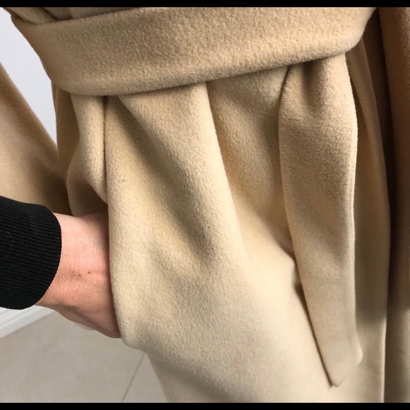 VINTAGE 100% CASHMERE COAT CREAM/TAN - Picture 12 of 16